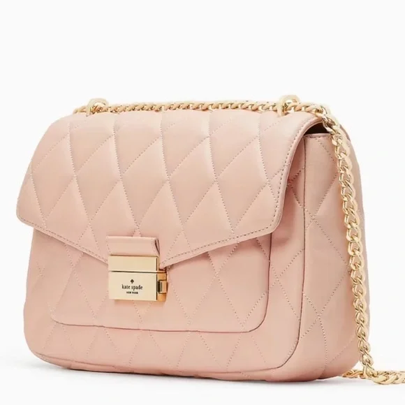 Kate Spade Carey Medium Quilted Flap Shoulder Bag Light Pink